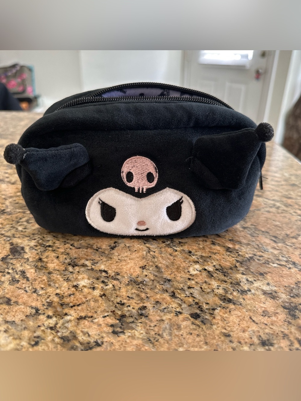 Sanrio Kuromi Plush Pouch - Black, White, Pink, Purple